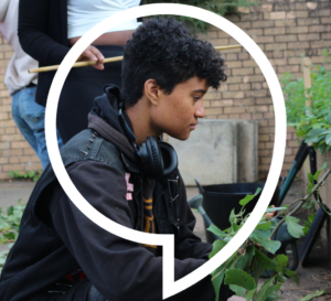 Young person in veg garden