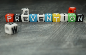 Small colourful blocks spelling out the word prevention
